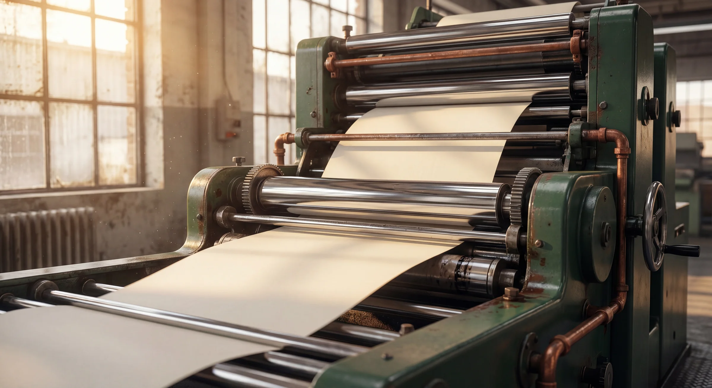 Offset printing press operating in a Cameroonian facility